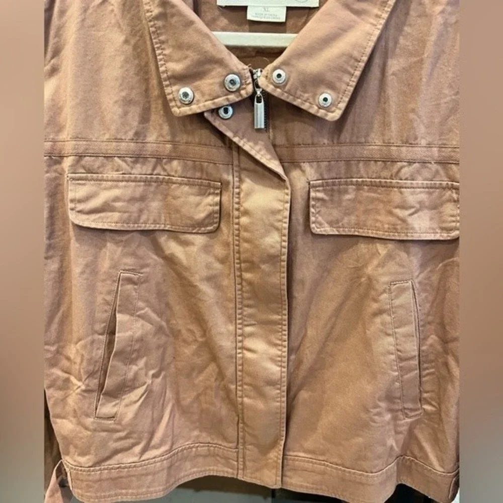 NEW TREASURE & BOND Collared Lightweight Utility jacket in Coral mauve- sz XL - Picture 2 of 5